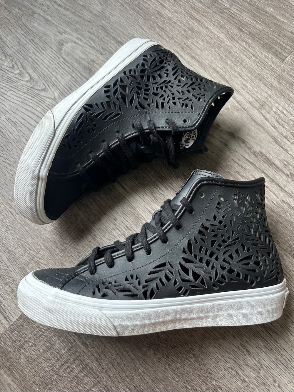 Vans kids Black Laser-Cut High-Top Sneakers